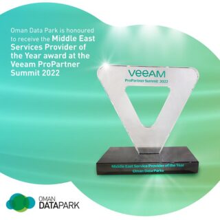 Oman Data Park wins the best Middle East Service Provider of the Year award at the Veeam ProPartner Summit 2022.